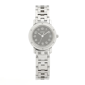 HERMES Stainless Steel 24mm Clipper Quartz Watch Grey