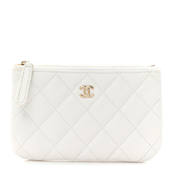 CHANEL Caviar Quilted Small Pouch White