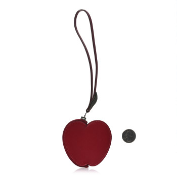 HERMES Tadelakt Tutti Frutti Pomme Coin Purse Wristlet Rouge Vif