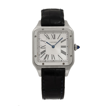 CARTIER Stainless Steel Alligator 31.4mm Santos Dumont Quartz Watch