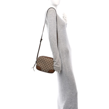 GUCCI Monogram Mini Bree Messenger Bag Beige Tabacco