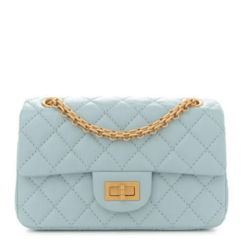 CHANEL Aged Calfskin Quilted 2.55 Reissue Mini Flap Light Blue