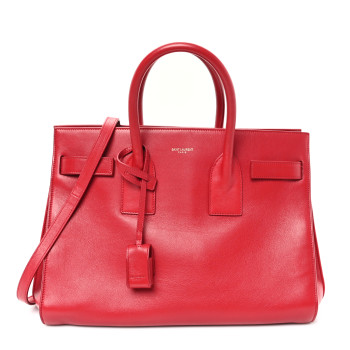 SAINT LAURENT Calfskin Small Sac De Jour Lipstick Red