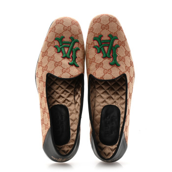 GUCCI X MLB GG Monogram LA Dodgers Embroidered Mens Loafers 8 Beige Ruggine Black