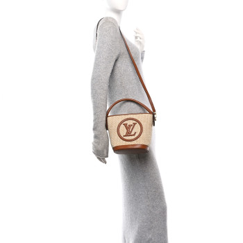 LOUIS VUITTON Kitted Raffia Petit Bucket Caramel