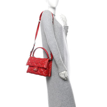 VALENTINO GARAVANI Nappa Medium Candystud Top Handle Bag Rosso Valentino