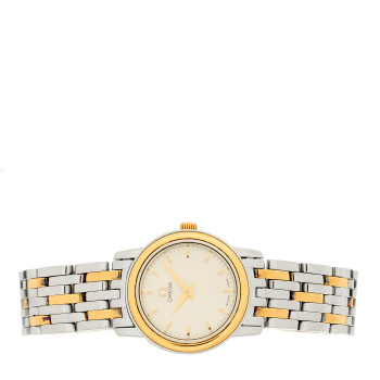 OMEGA Stainless Steel 18K Yellow Gold 22mm Quartz Watch Silver 4370.31.00