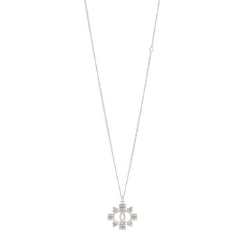CHANEL Crystal Strass Necklace Silver