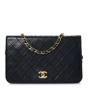 CHANEL Lambskin Quilted Small Single Flap Bag Black