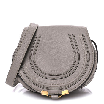CHLOE Grained Calfskin Small Marcie Saddle Bag Cashmere Grey