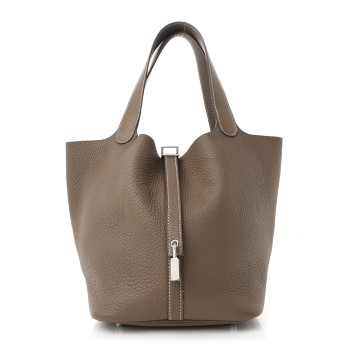 HERMES Taurillon Clemence Picotin Lock 22 MM Etoupe