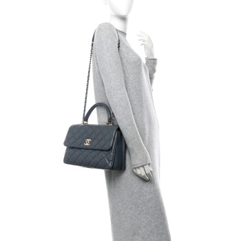 CHANEL Lambskin Quilted Medium Trendy CC Flap Dual Handle Bag Dark Grey