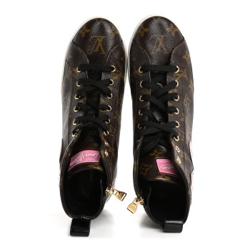 LOUIS VUITTON Calfskin Monogram World Tour Sneaker Boot 38.5