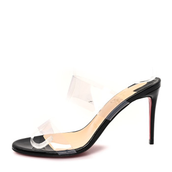 CHRISTIAN LOUBOUTIN Patent PVC Just Nothing 85 Slide Sandals 37 Black