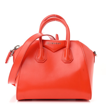 GIVENCHY Shiny Lord Calfskin Mini Antigona Bright Orange