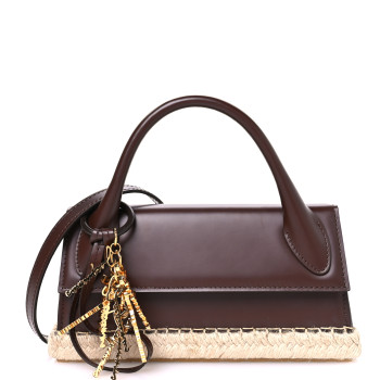 JACQUEMUS Calfskin Raffia Le Chiquito Long Cordao Brown