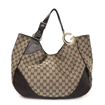GUCCI Monogram Medium Charlotte Hobo Brown