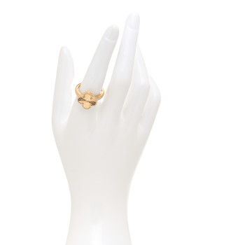 VAN CLEEF & ARPELS 18K Yellow Gold Guilloche Vintage Alhambra Ring 56 7.5