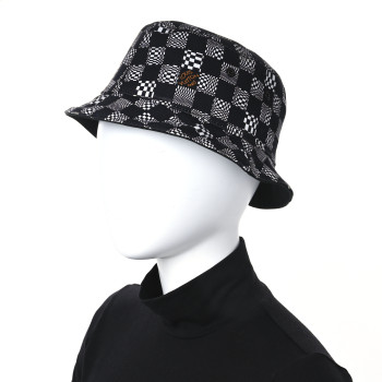 LOUIS VUITTON Cotton Damier Distorted Reversible Bucket Hat Black