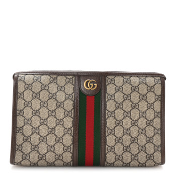 GUCCI GG Supreme Monogram Web Ophidia GG Toiletry Case Beige New Acero