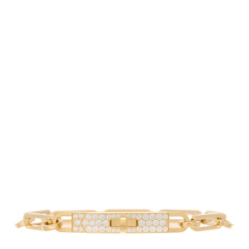 HERMES 18K Yellow Gold Diamond Pave PM Kelly Chaine Bracelet SH