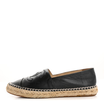CHANEL Lambskin CC Espadrilles 39 Black
