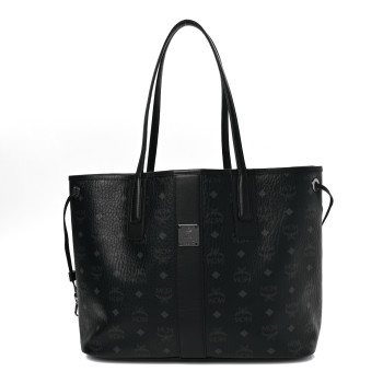 MCM Visetos Medium Liz Reversible Shopper Tote Black