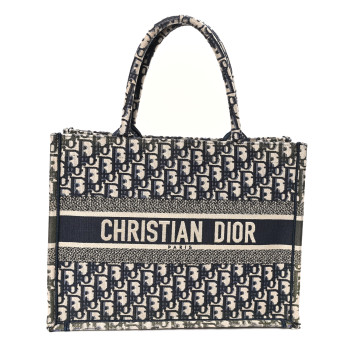 CHRISTIAN DIOR Oblique Medium Book Tote Blue Multicolor