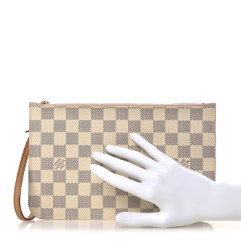LOUIS VUITTON Damier Azur Neverfull MM GM Pochette Rose Ballerine