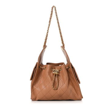 CHANEL Caviar Quilted Small Chanel 25 Handbag Brown