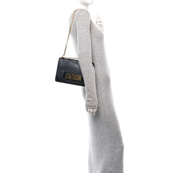 CHRISTIAN DIOR Calfskin J'Adior Chain Flap Bag Black