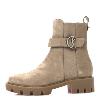 CHRISTIAN LOUBOUTIN Suede CL Chelsea Booty 37 Beige