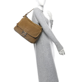 FENDI Corduroy Baguette Shoulder Bag Beige