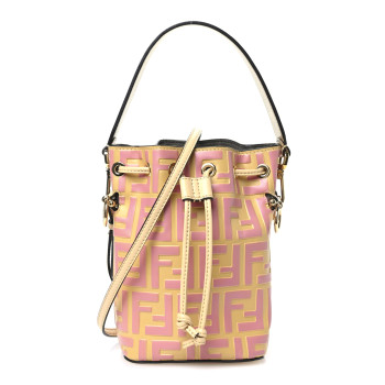 FENDI Vitello Liberty F is Fendi Bi-Color FF 1974 Embossed Mini Mon Tresor Bucket Bag Savana Lollypop