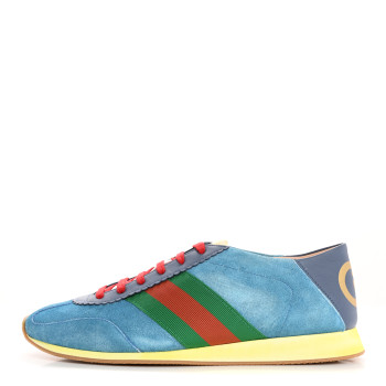 GUCCI Suede Web Mens Rocket Sneakers 9 Bright Splash Thunder