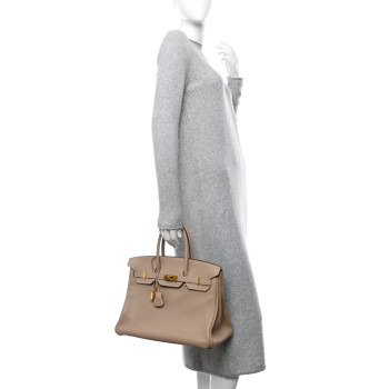 HERMES Taurillon Clemence Birkin 35 Gris Tourterelle