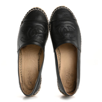 CHANEL Lambskin CC Espadrilles 39 Black