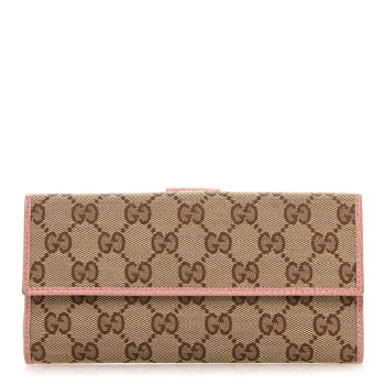 GUCCI Monogram Continental Flap Wallet Soft Pink