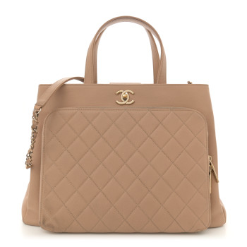 CHANEL Caviar Quilted Large Business Affinity Shopping Bag Beige