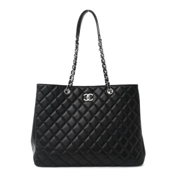 CHANEL Caviar Quilted Large Shopping Tote Black