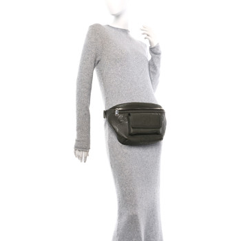 GUCCI Piuma Calfskin Jumbo GG Embossed Pocket Belt Bag Dark Vintage Olive