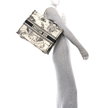CHRISTIAN DIOR Canvas Embroidered Large Zodiac Toile De Jouy Book Tote Latte