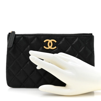 CHANEL Caviar Quilted Small CC Cosmetic Case Black