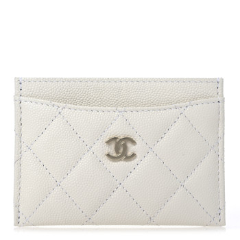 CHANEL Caviar Quilted Card Holder White