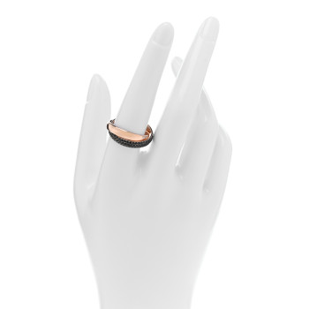 TIFFANY 18K Rose Gold Black Spinel Paloma's Melody Two-Band Ring 57 8