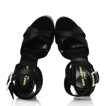 SAINT LAURENT Crepe Satin Biance 85 Platform Sandals 39 Black