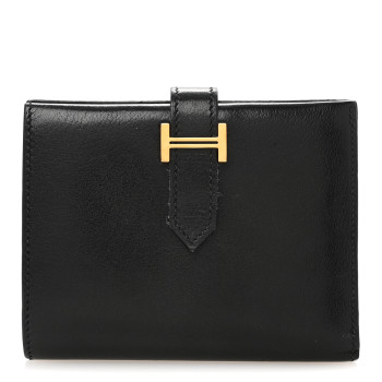 HERMES Evergrain Bearn Compact Wallet Black