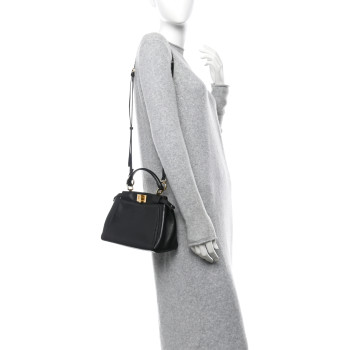 FENDI Nappa Mini Peekaboo Iconic Satchel Black