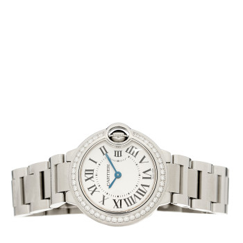 CARTIER Stainless Steel Diamond Bezel 28mm Ballon Bleu De Cartier Quartz Watch