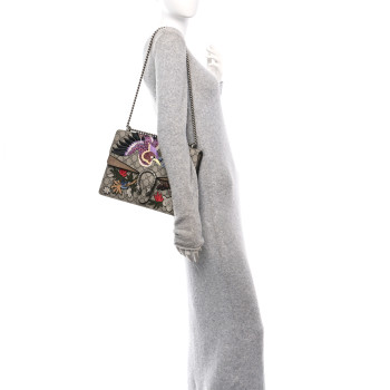 GUCCI GG Supreme Monogram Embroidered Medium Dionysus Shoulder Bag Taupe
